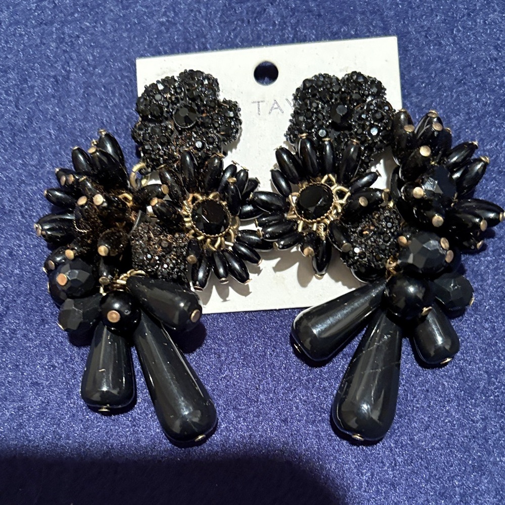 Ann Taylor Elegant Black Statement Drop Earrings - Women Jewelry